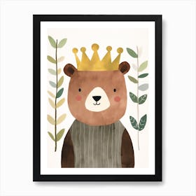 Little Brown Bear 5 Wearing A Crown Art Print