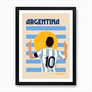 Argentina World Cup Football Retro Illustration Art Print