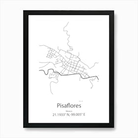 Pisaflores,Mexico Minimalist Map Poster