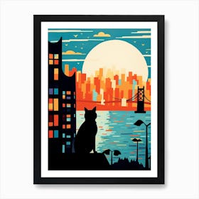 San Francisco, United States Skyline With A Cat 1 Art Print