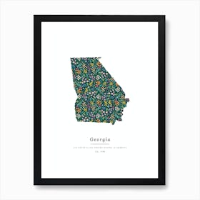 Georgia State | Wildflowers on Juniper Green Art Print