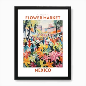 Mexico Flower Market Floral Art Print Travel Print Plant Art Modern Style Art Print