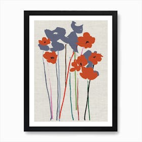 Printed Poppies Art Print