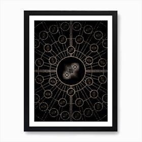 Geometric Glyph Radial Array in Glitter Gold on Black n.0132 Art Print