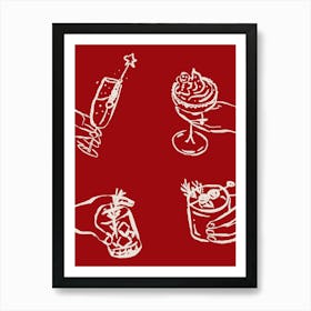 Red Christmas Drinks Poster Art Print