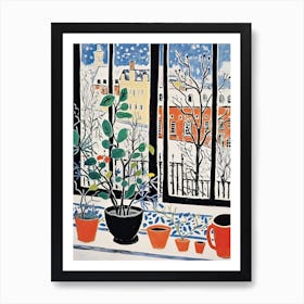 The Windowsill Of Munich   Germany Snow Inspired By Matisse 2 Art Print