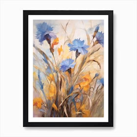 Fall Flower Painting Cornflower 3 Art Print