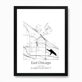 East Chicago,United States Minimalist Map Art Print