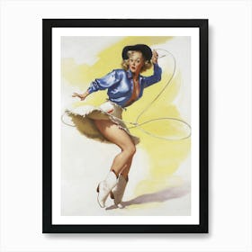 Cowgirl With Lasso, Vintage, Retro Western Aesthetic Art Print