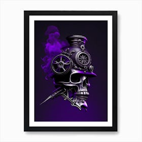 Skull With Steampunk Details Purple 1 Stream Punk Art Print