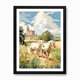 Horses Painting In Cotswolds, England 1 Art Print