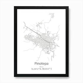 Pinotepa,Mexico Minimalist Map Art Print