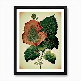 Hibiscus Leaf Vintage Botanical 2 Art Print