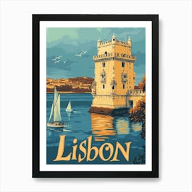 Aihrgdesign A Classic 1960s Travel Poster For Lisbon 2 Art Print