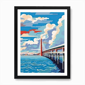 Oresun Bridge, Sweden Colourful 1 Art Print