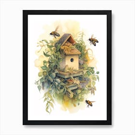 Carpenter Beehive Watercolour Illustration 3 Art Print