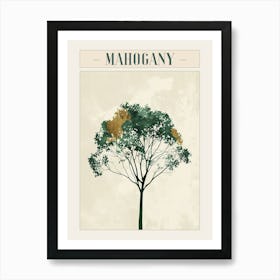 Mahogany Tree Minimal Japandi Illustration 1 Poster Art Print