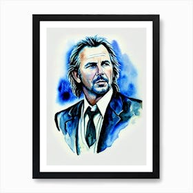 Kevin Costner In Dances With Wolves Watercolor Art Print