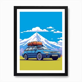 A Subaru Impreza In The Andean Crossing Patagonia Illustration 3 Art Print