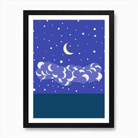 Abstract Landscape Print 2, Nursery Decor, Sun Moon Sky Waves Clouds, Printable Landscape, Colorful Wall Art, Play Room Art Print