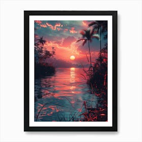 Sunset In The Jungle 2 Art Print