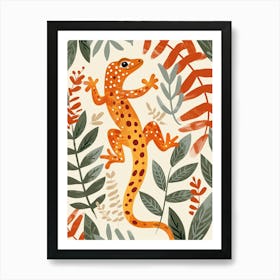 Orange Leopard Gecko Abstract Modern Illustration 5 Art Print