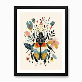 Colourful Insect Illustration Beetle 3 Art Print