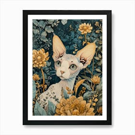 Sphynx Cat Japanese Illustration 1 Art Print