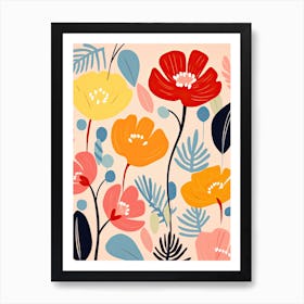 Whimsical Flower Waltz; Inspired By Henri Matisse S Colorful Flower Market Art Print