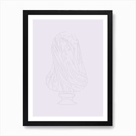 The Veiled Virgin Line Drawing - Purple Art Print