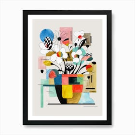 Abstract Geometric Florals In A Vase Art Print