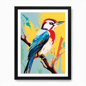 Andy Warhol Style Bird Woodpecker 1 Art Print