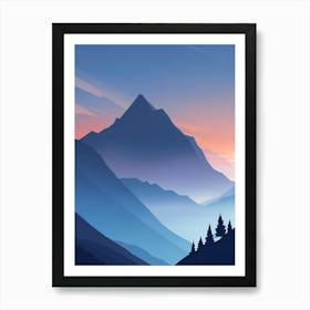 Misty Mountains Vertical Composition In Blue Tone 146 Art Print