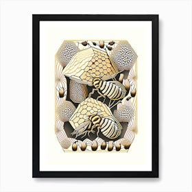 Beehive With Swarming Bees 1 Vintage Art Print