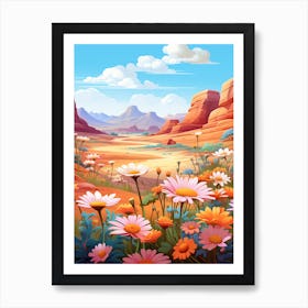 Daisy Wildflower In Desert, South Western Style (1) Art Print