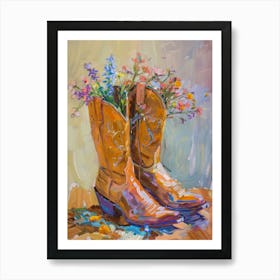 Cowboy Boots And Wildflowers Meadow Rue Art Print