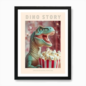 Pastel Toy Dinosaur Eating Popcorn 4 Poster Art Print