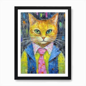 Stylishly Purring; A Chic Cat Canvas Creation Art Print