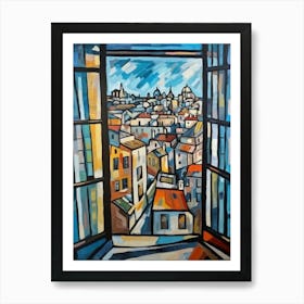 Window View Of Stockholm Sweden In The Style Of Cubism 3 Art Print