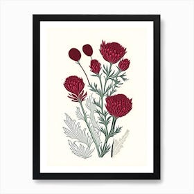 Red Clover Herb William Morris Inspired Line Drawing 1 Art Print
