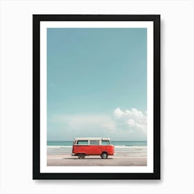 Travel Bus On The Beach 1 Art Print