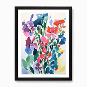 Sweet Pea Flower Illustration 2 Art Print