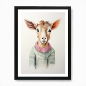 Baby Animal Watercolour Goat 1 Art Print