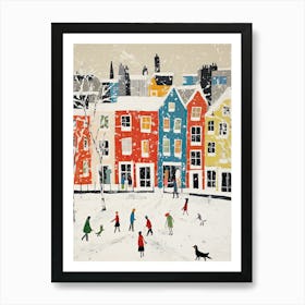 Winter Snow London Snow Illustration 1 Art Print