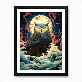 Owl In The Ocean 3 Art Print