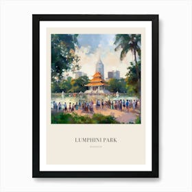 Lumphini Park Bangkok Thailand 3 Vintage Cezanne Inspired Poster Art Print