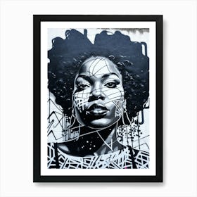 Graffiti Mural Of Beautiful Black Woman 287 Art Print