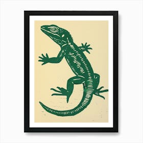 Forest Green Golden Gecko Bold Block Art Print