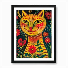 Cat In Flowers 10 Art Print