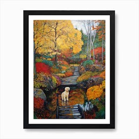 Painting Of A Dog In Gothenburg Botanical Garden, Sweden In The Style Of Gustav Klimt 04 Art Print